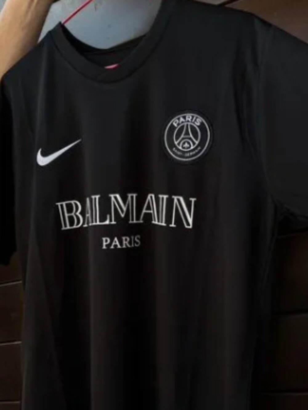 Nike x PSG x Balmain Paris Black Training T-Shirt